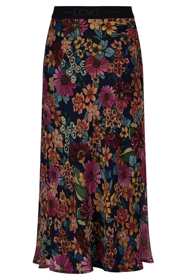 DEEP BLUE FLORAL PRINT SKIRT