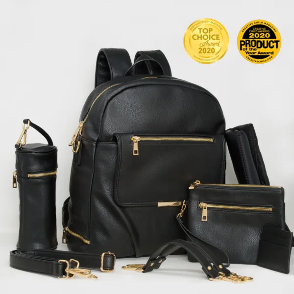 Diaper Bag Backpack - Black (Bundle)