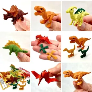 Dinosaur Erasers Set, 9 Finely Detailed Japanese “Puzzles”, Ages 5 