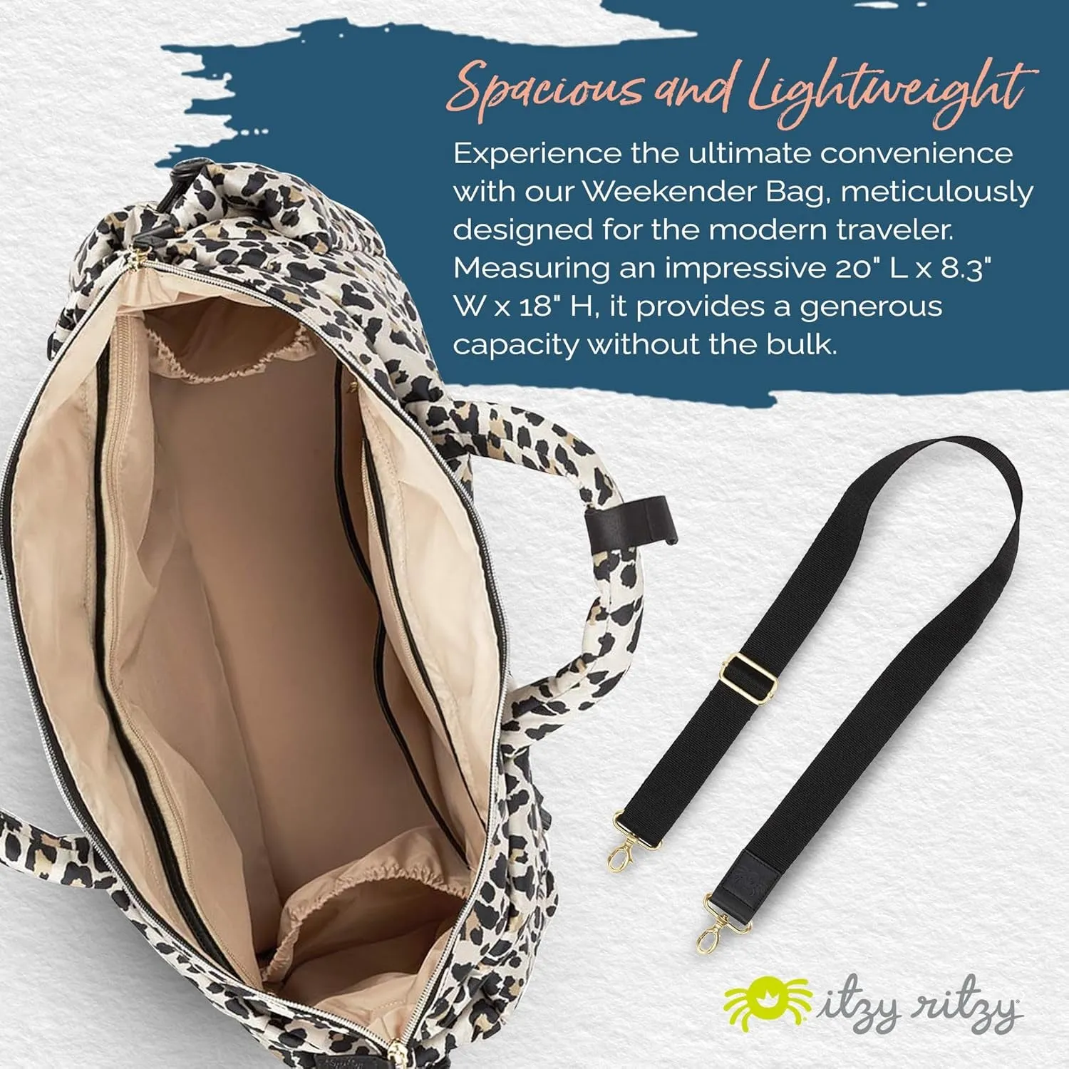 Dream Weekender Travel Bag - Lightweight Overnight Bag with Base Compartment, 12 Pockets & Luggage Attachment