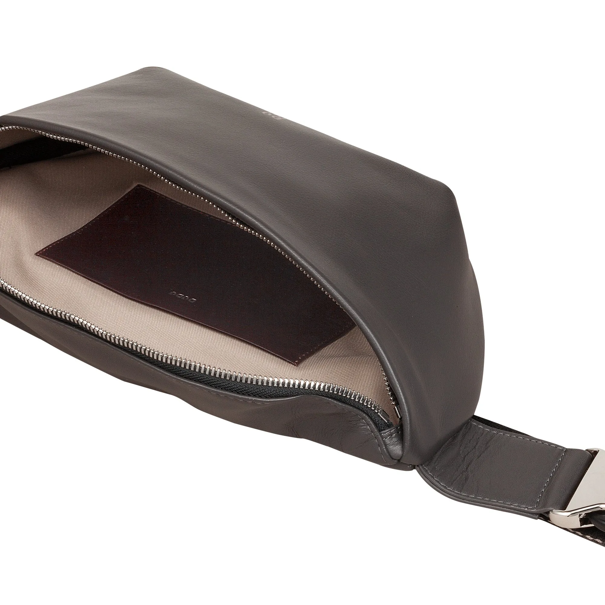 DUDU Marsupy in real leather for men woman with adjustable belt, clean clean design, 3 zip gnawing
