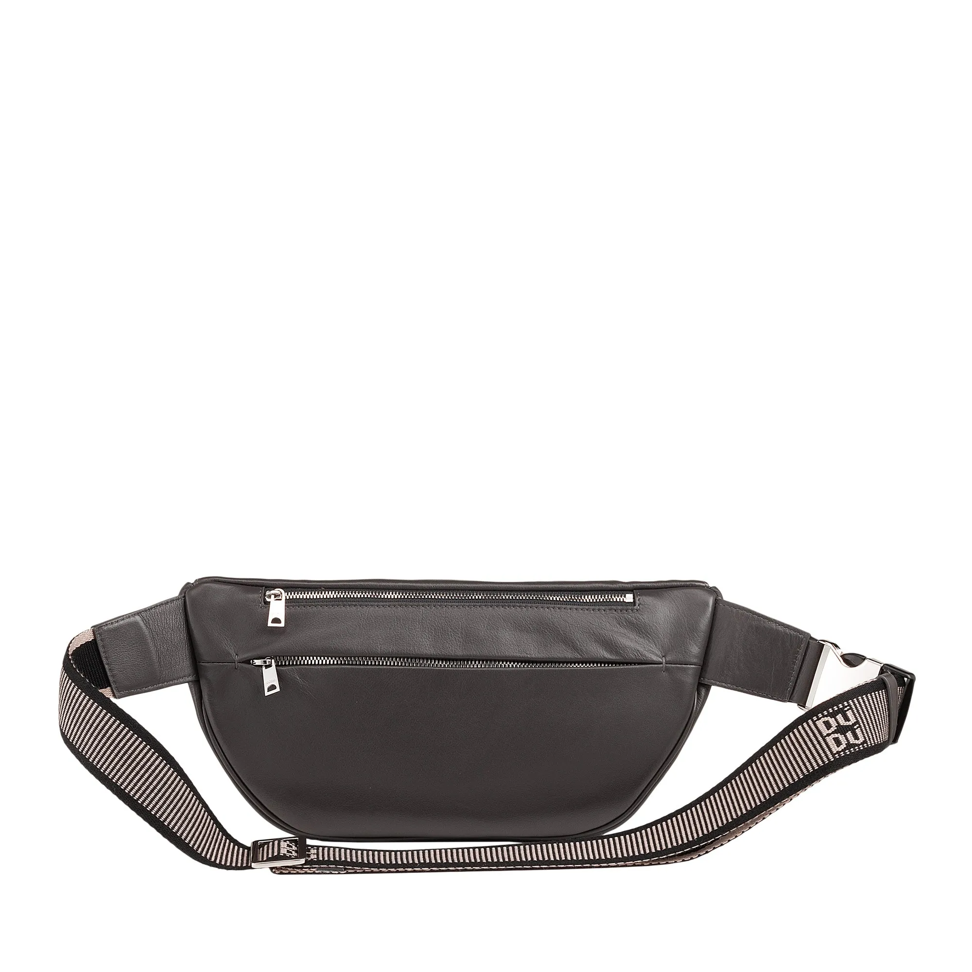 DUDU Marsupy in real leather for men woman with adjustable belt, clean clean design, 3 zip gnawing