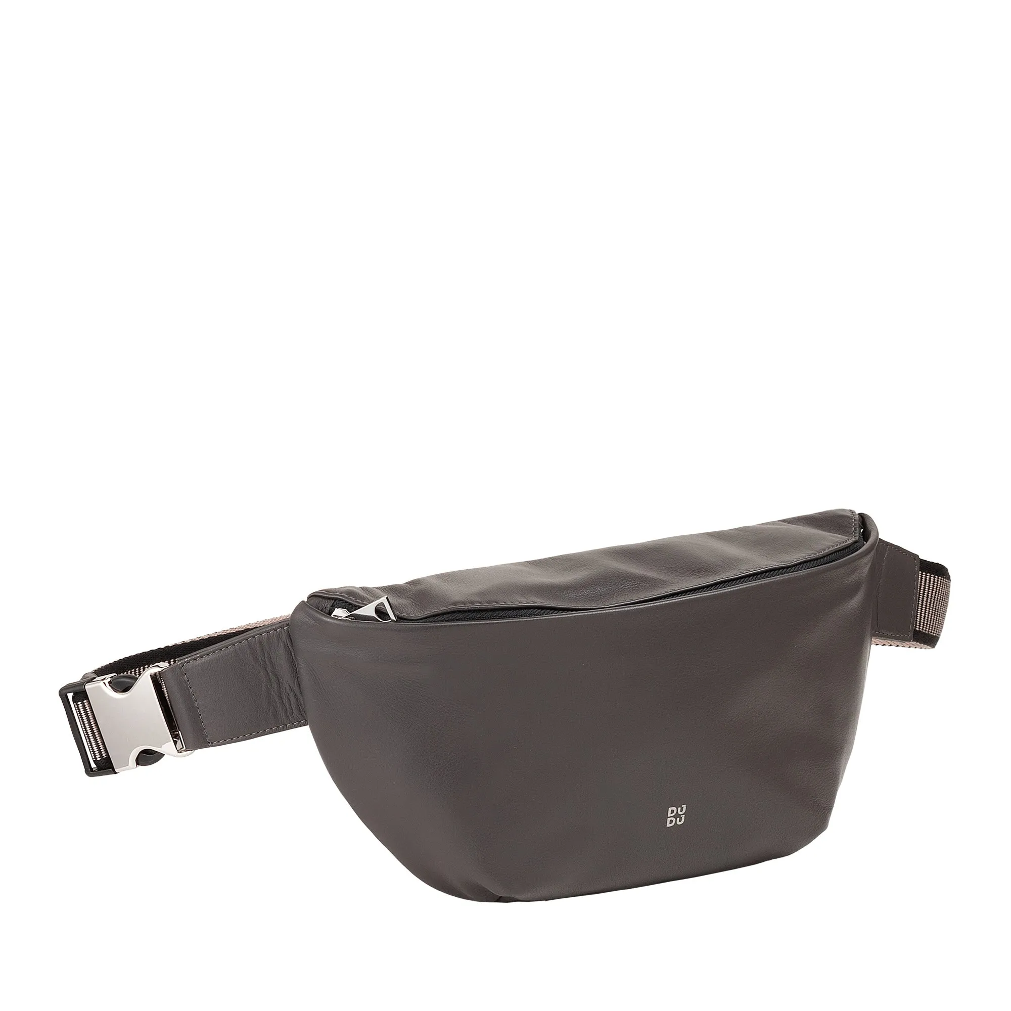 DUDU Marsupy in real leather for men woman with adjustable belt, clean clean design, 3 zip gnawing