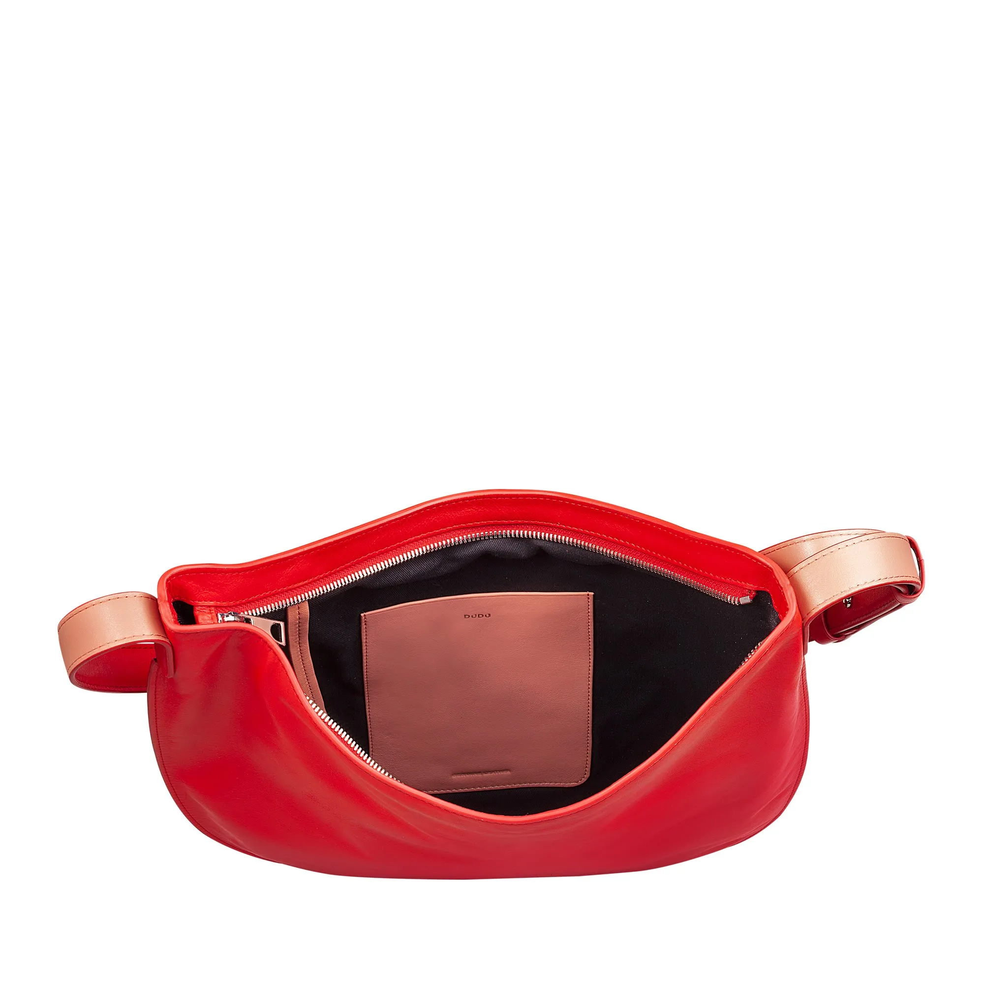 DUDU shoulder bag woman in soft leather, hobble bag with zipper, large adjustable colored large adjustable shoulder bag
