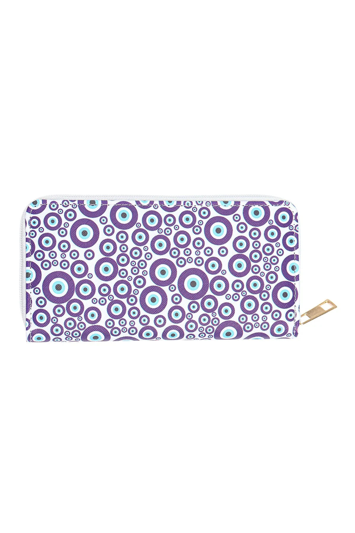 EVIL EYE PRINT LEATHER ZIPPER WALLET