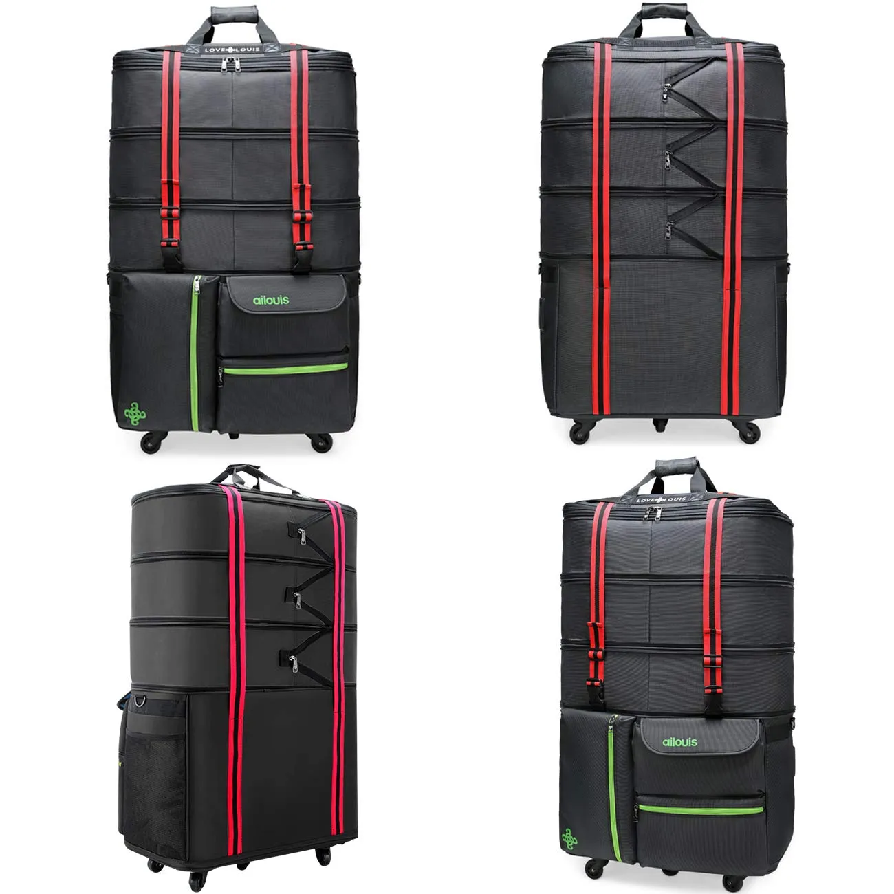 Extra Large Expandable Lightweight Luggage Rolling Duffel Bag (XXL) with Wheels Travelling Foldable Suitcase