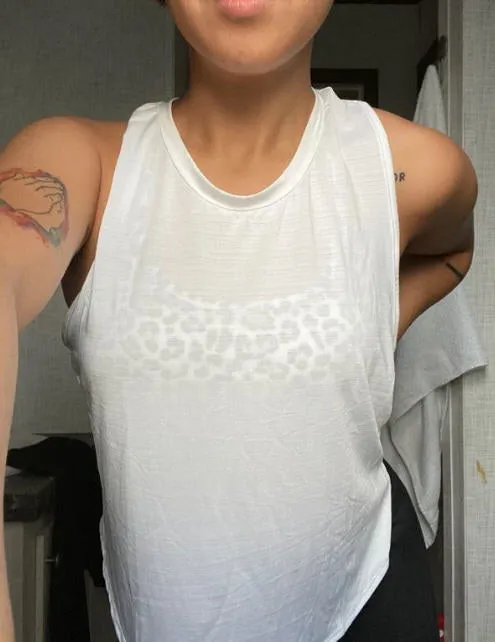 Featherweight Cross Back Tank Top - White