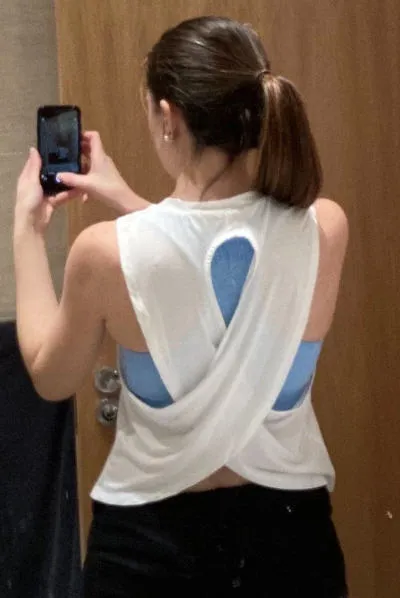 Featherweight Cross Back Tank Top - White