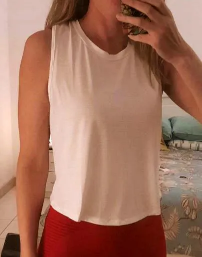 Featherweight Cross Back Tank Top - White