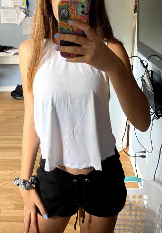 Featherweight Cross Back Tank Top - White