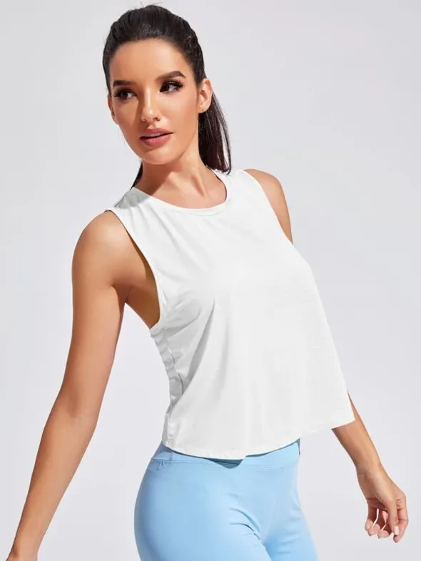 Featherweight Cross Back Tank Top - White