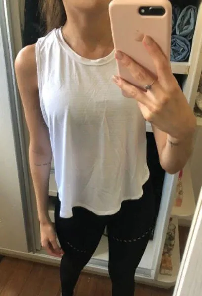 Featherweight Cross Back Tank Top - White