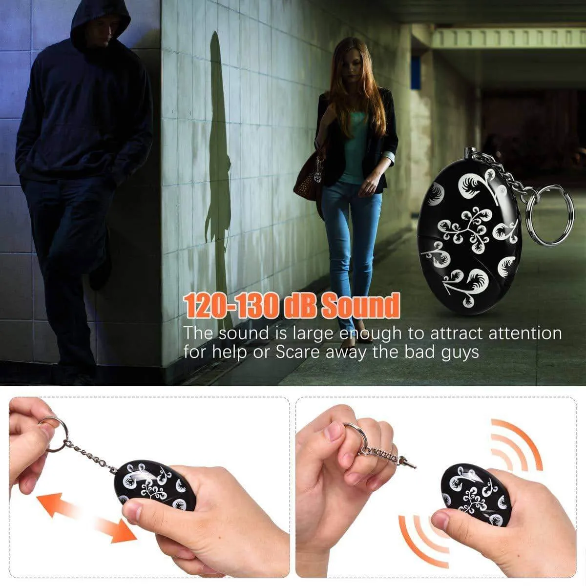 Foaber Personal Alarm Keychain, Personal Alarms for Women, Purse Self Defense Keychain Safe Sound 120-130 dB Alarm Device for Women Elderly Kids Night Workers
