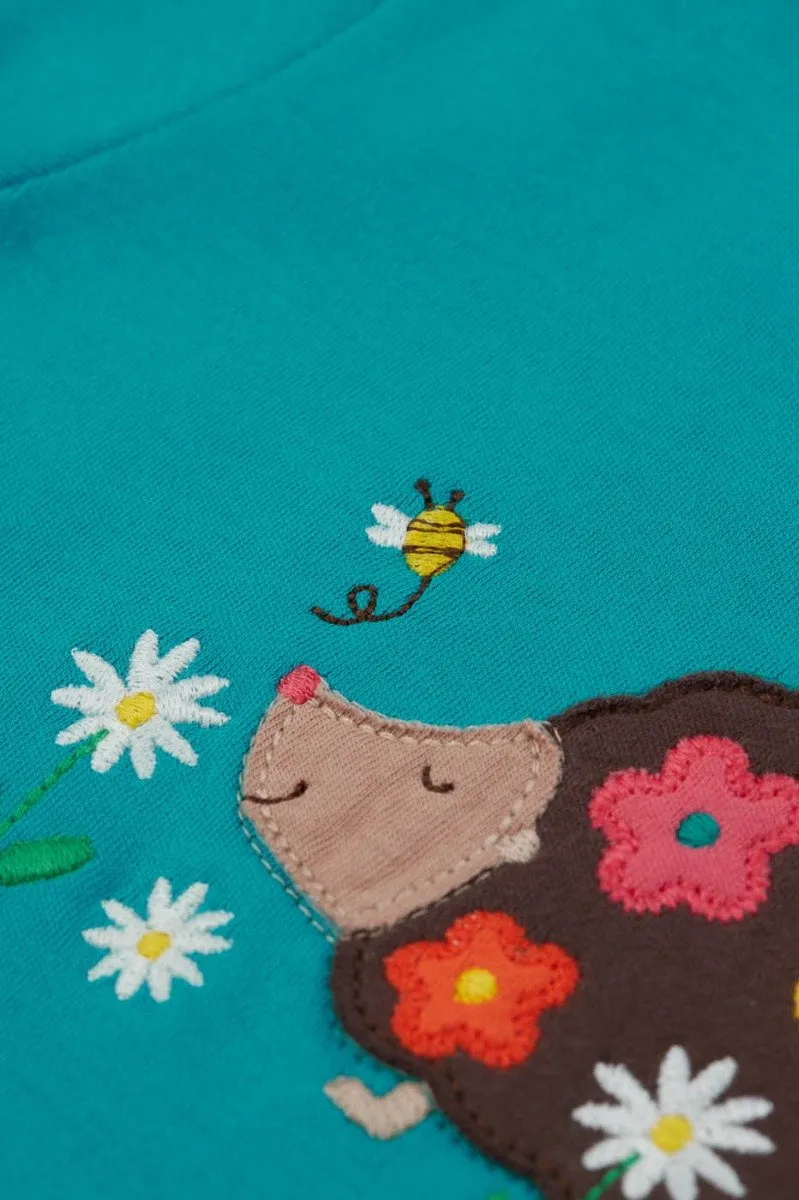 Frugi Camper Blue Hedgehog Little Creature Applique Top