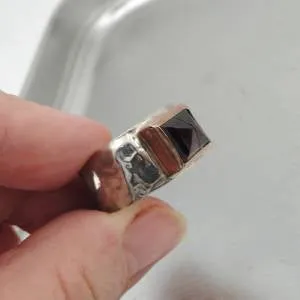Garnet Ring 9k Rose Gold Sterling Silver  size 7, 7.5 Hadar Designers  (sp) SALE