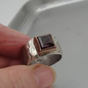 Garnet Ring 9k Rose Gold Sterling Silver  size 7, 7.5 Hadar Designers  (sp) SALE
