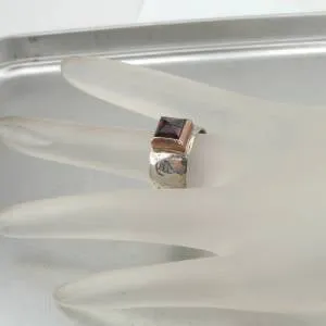 Garnet Ring 9k Rose Gold Sterling Silver  size 7, 7.5 Hadar Designers  (sp) SALE