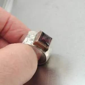 Garnet Ring 9k Rose Gold Sterling Silver  size 7, 7.5 Hadar Designers  (sp) SALE