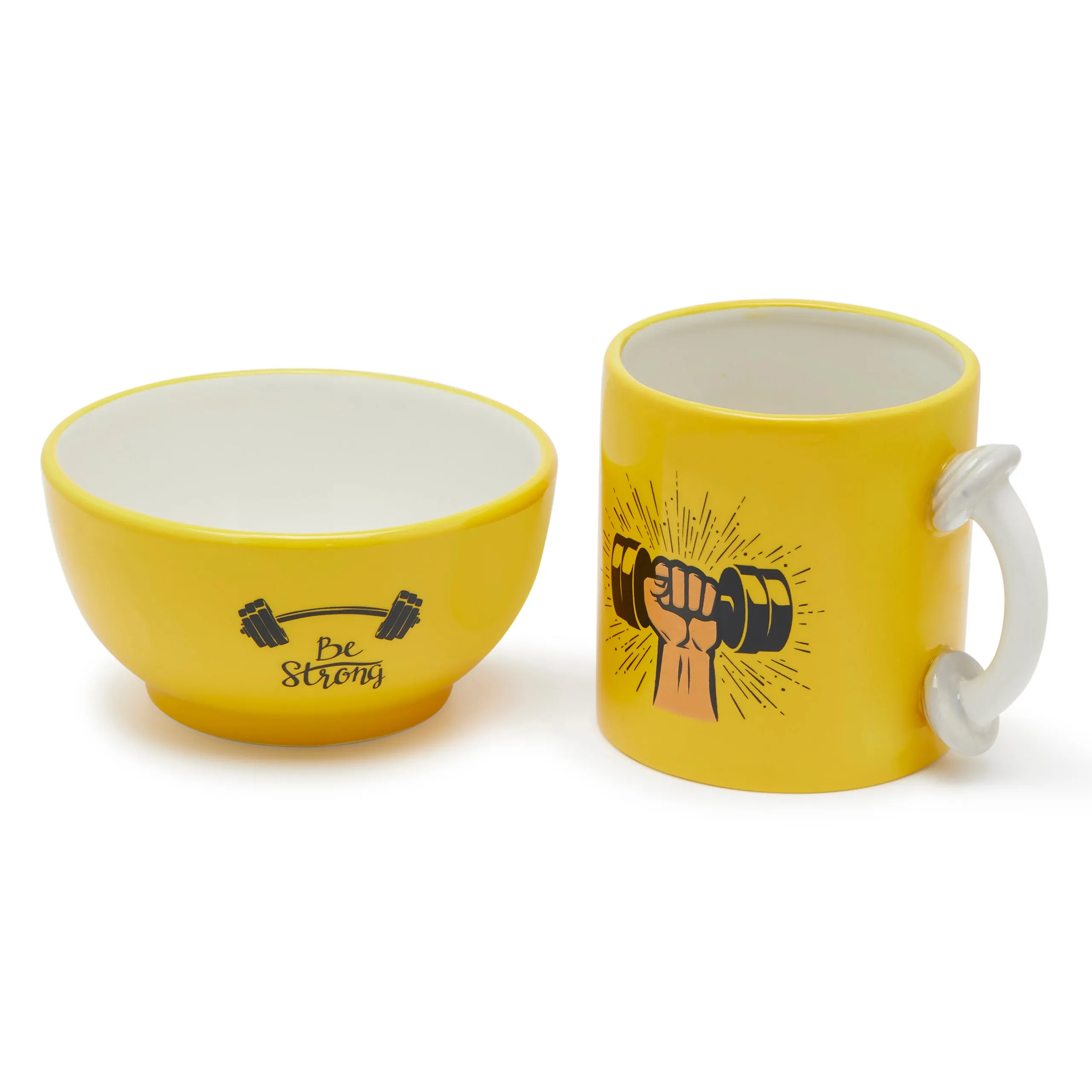 GRAPHIC DUMBBELL BOWL & MUG (13X9.2 CM ,YELLOW)