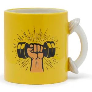 GRAPHIC DUMBBELL BOWL & MUG (13X9.2 CM ,YELLOW)
