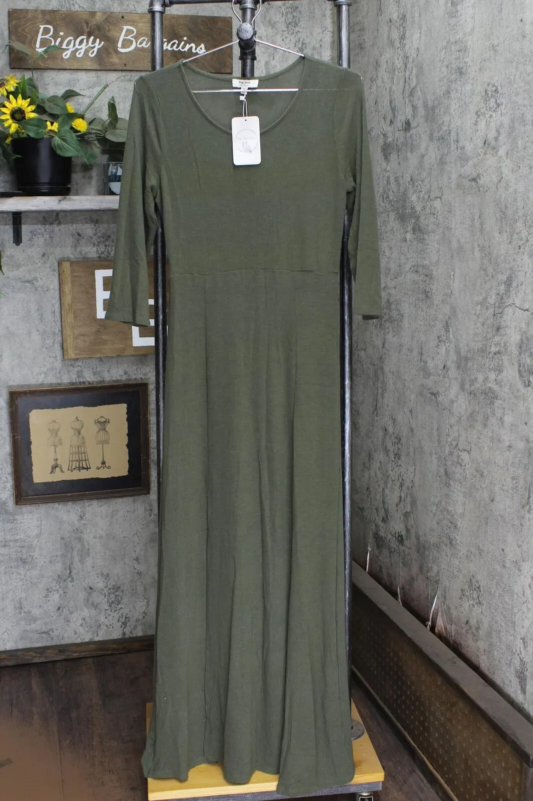 Hayden Womens Knit Maxi Lightweight 3/4 Sleeve Dress H3102