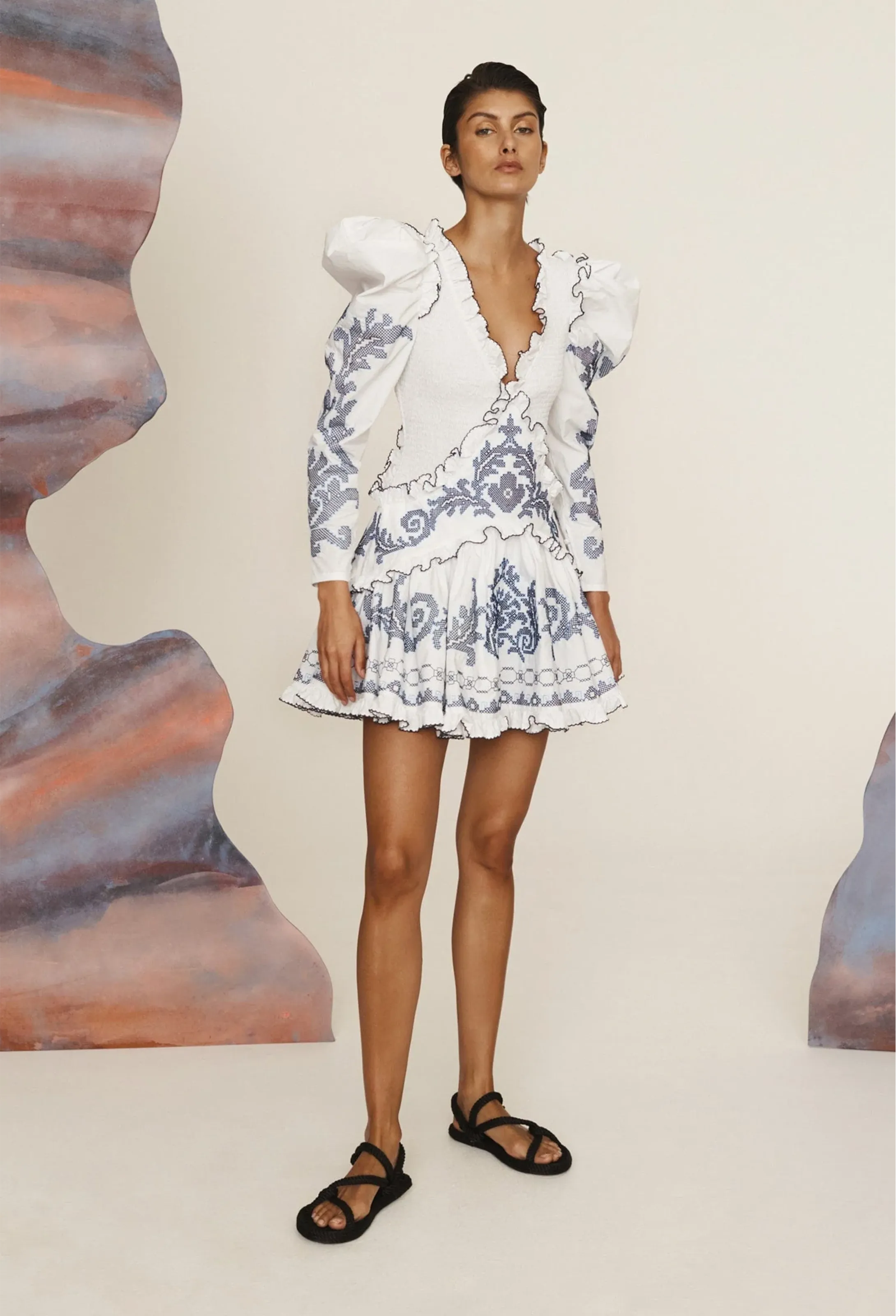 Hazel Embroidered Mini Dress