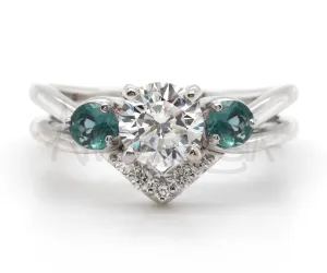 Interlocking Diamond Alexandrite Engagement Wedding Ring