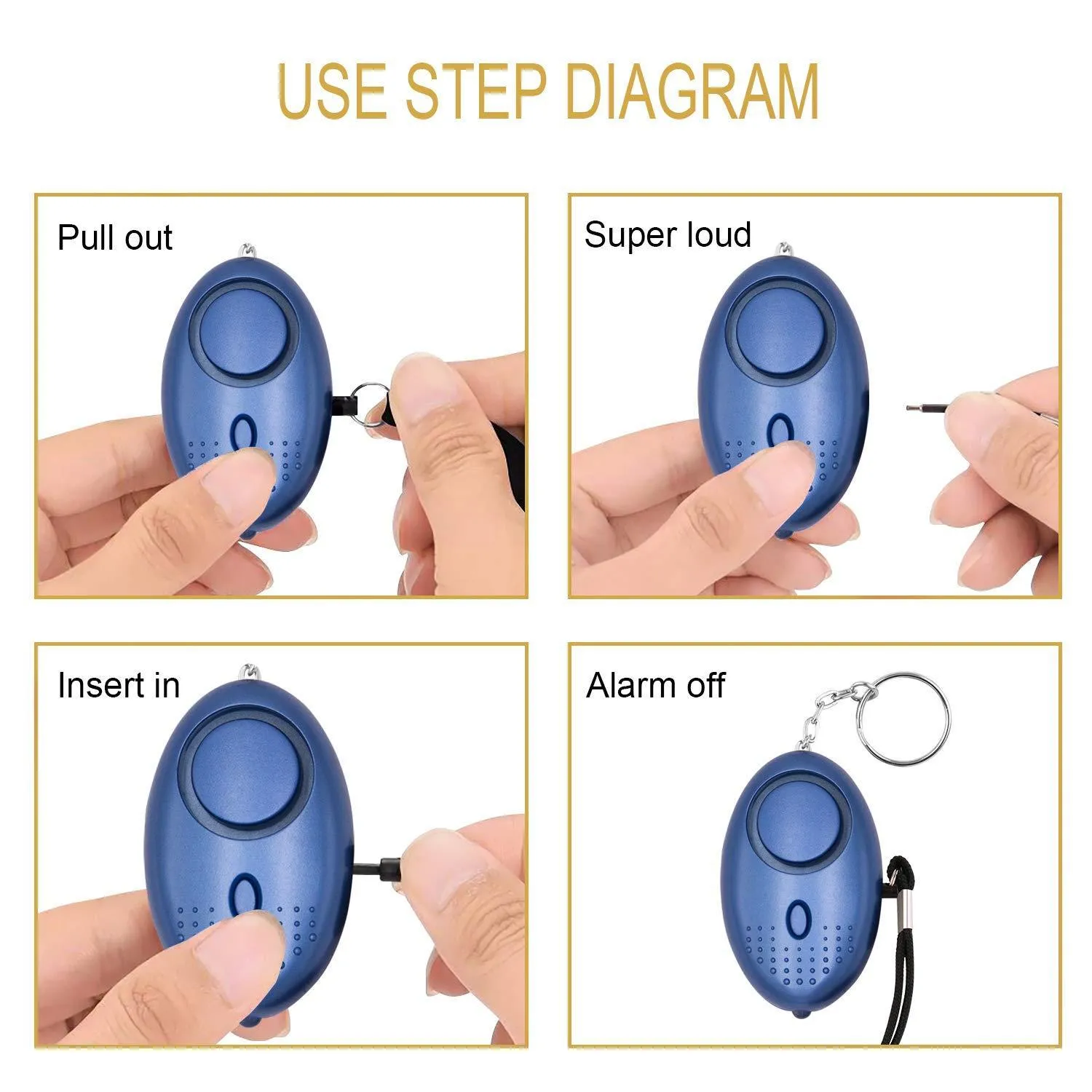 KOSIN Safe Sound Personal Alarm, 5 Pack 140DB Personal Security Alarm Keychain with LED Lights, Emergency Safety Alarm for Women, Men, Children, Elderly