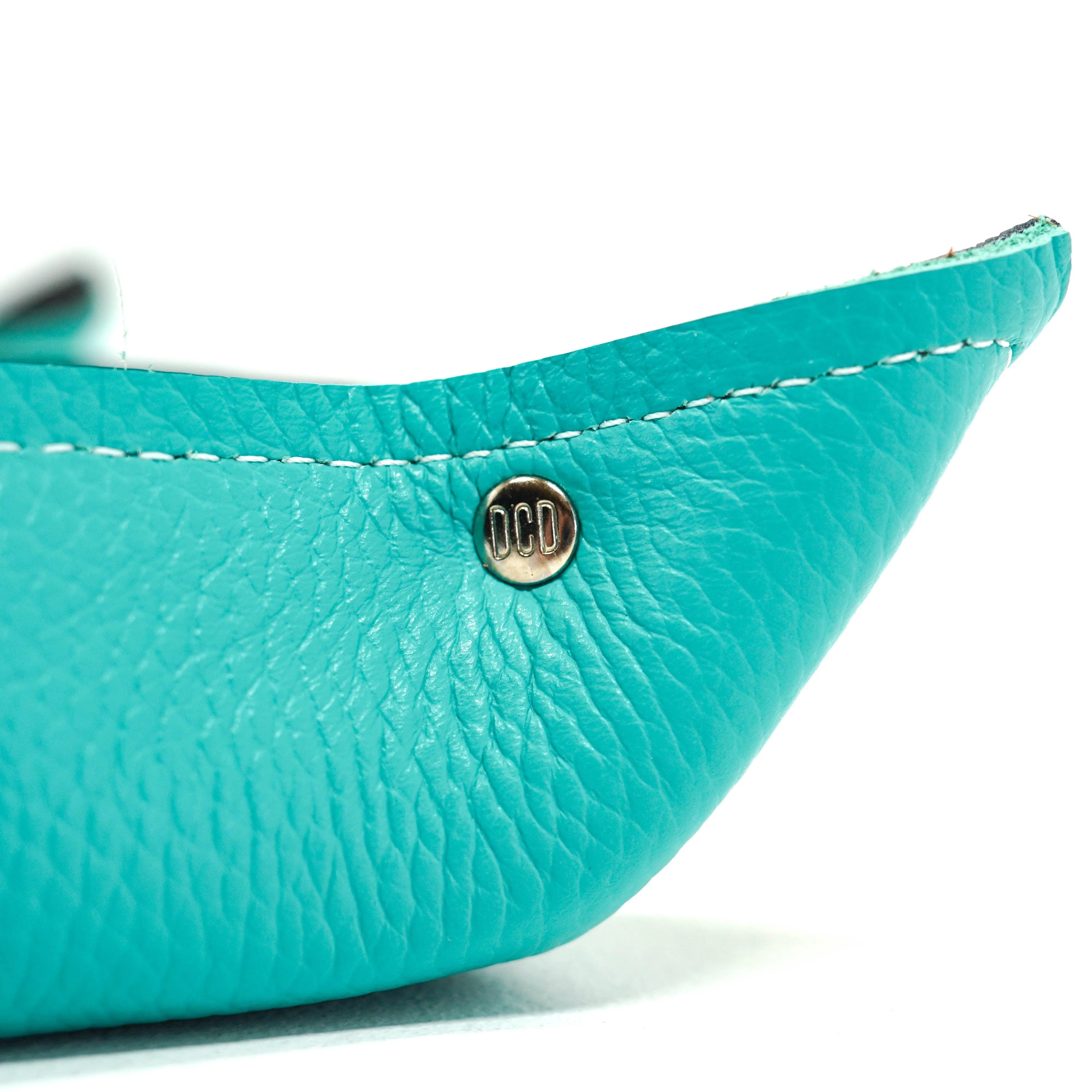 Large Tray - Pebbled Turquoise Leather w/ Mermaid Tortoise