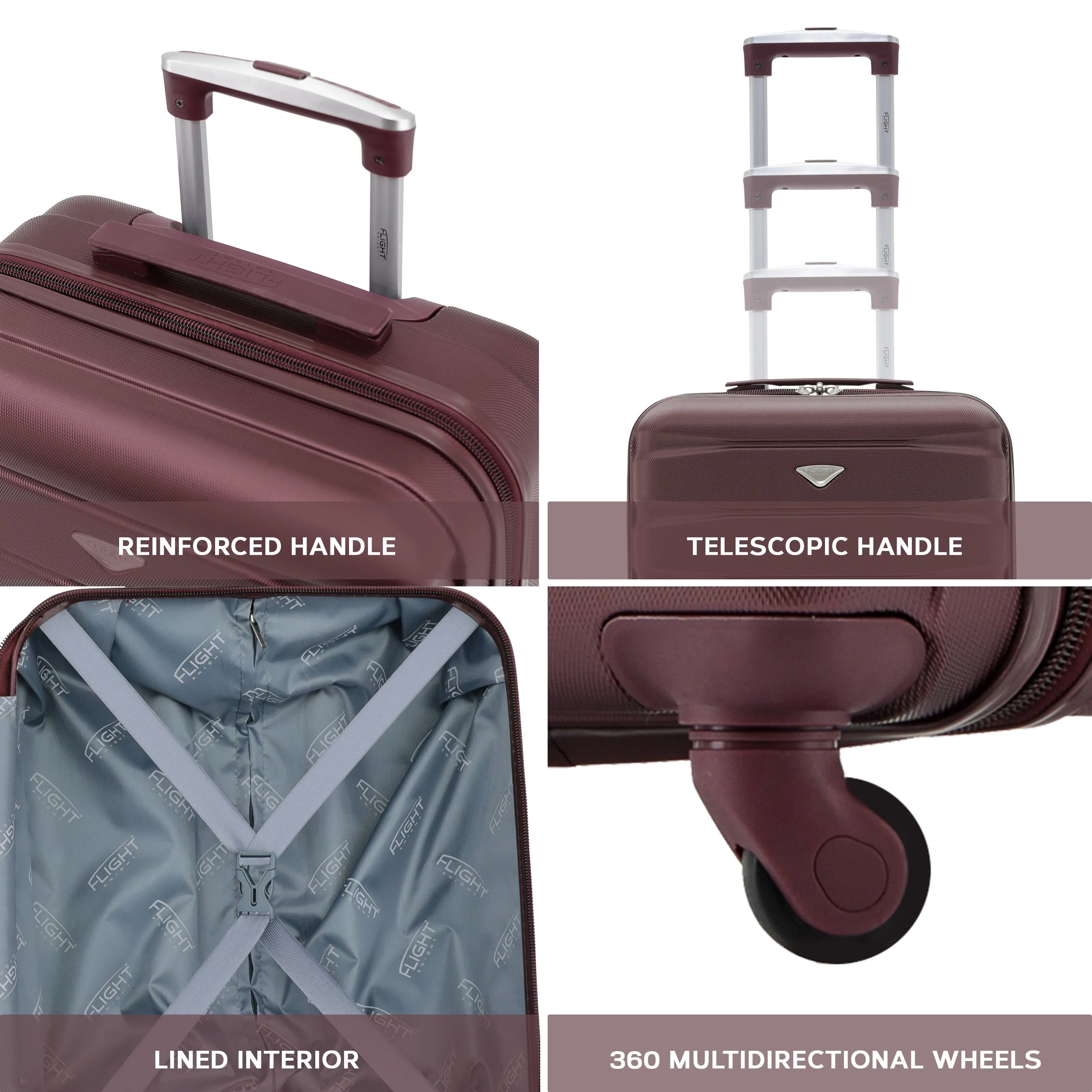 Lightweight Set of 2 Cabin Cases   Check In Bag Hard Case Luggage EasyJet