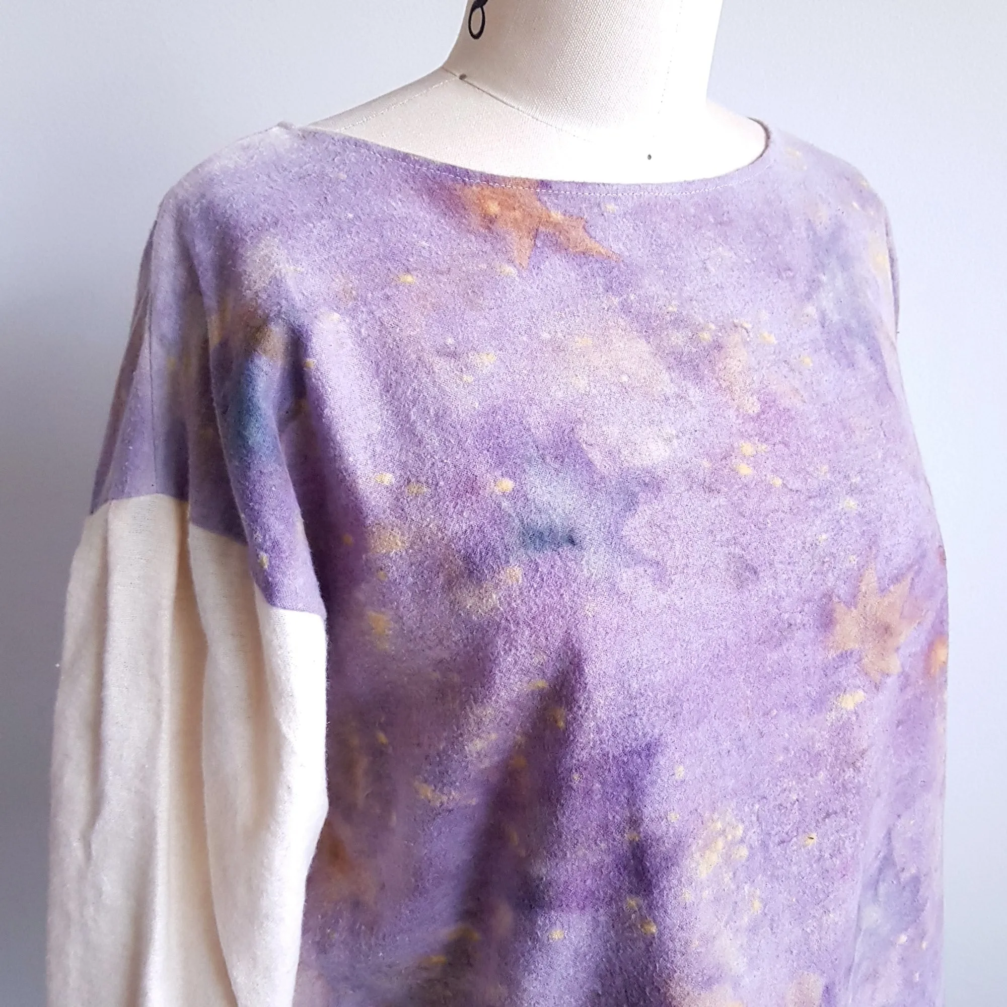 LOGWOOD Pouf Sleeve EcoPrint Top - cotton flannel