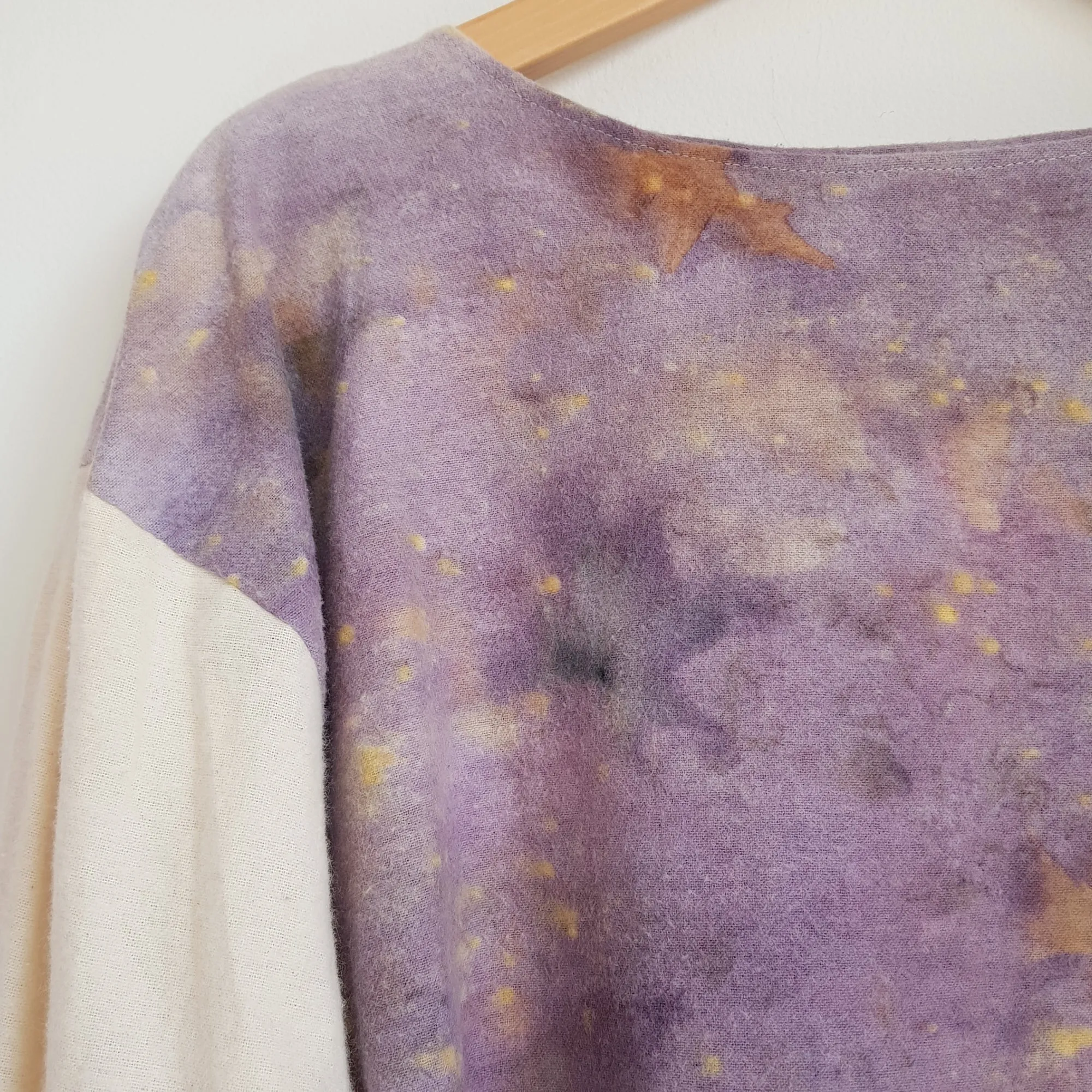 LOGWOOD Pouf Sleeve EcoPrint Top - cotton flannel