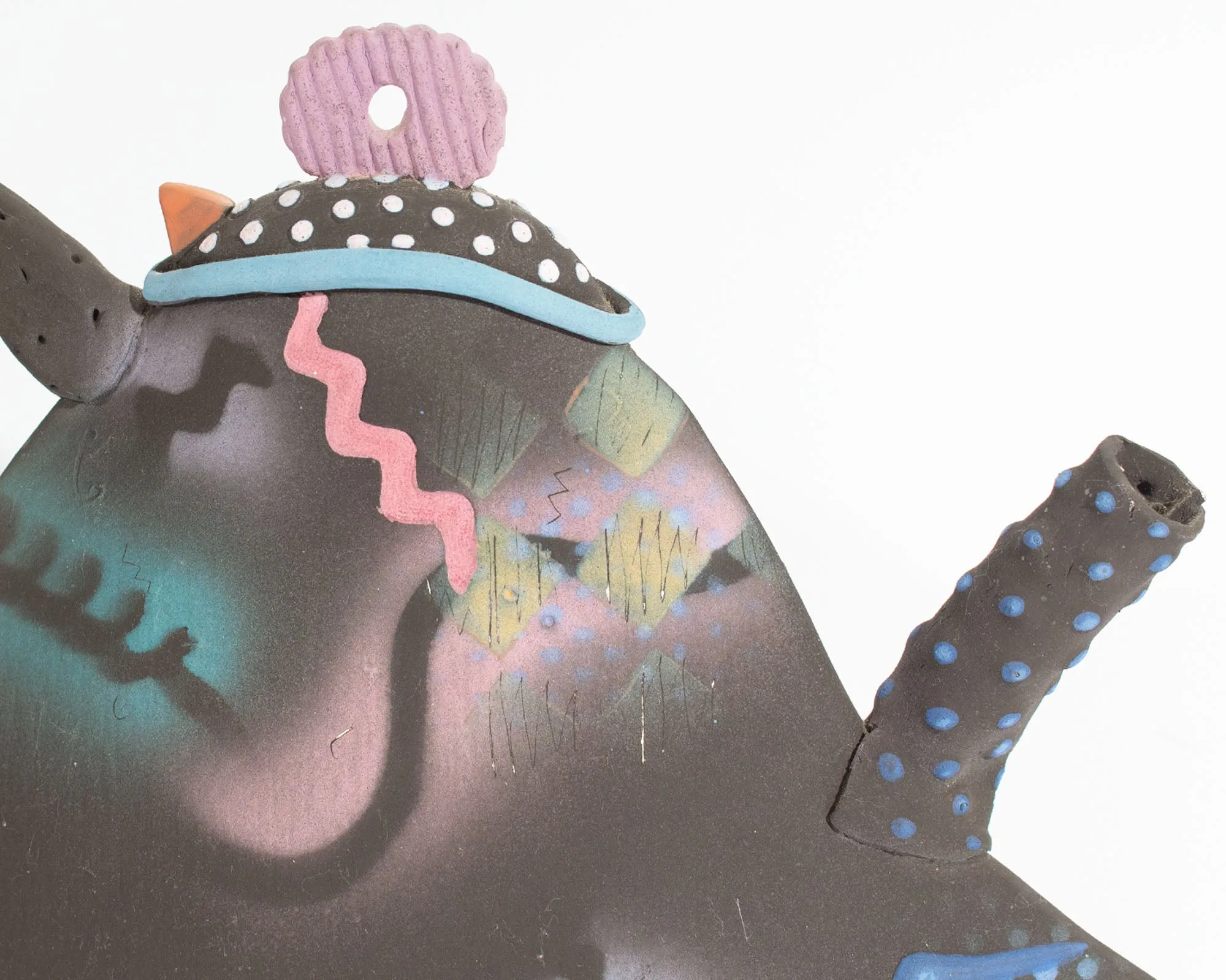 Madeline Kaczmarczyk Signed Postmodern Studio Pottery Teapot Sculpture