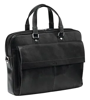 Mancini COLOMBIAN Leather Slim 17" Laptop/Tablet Briefcase in Black