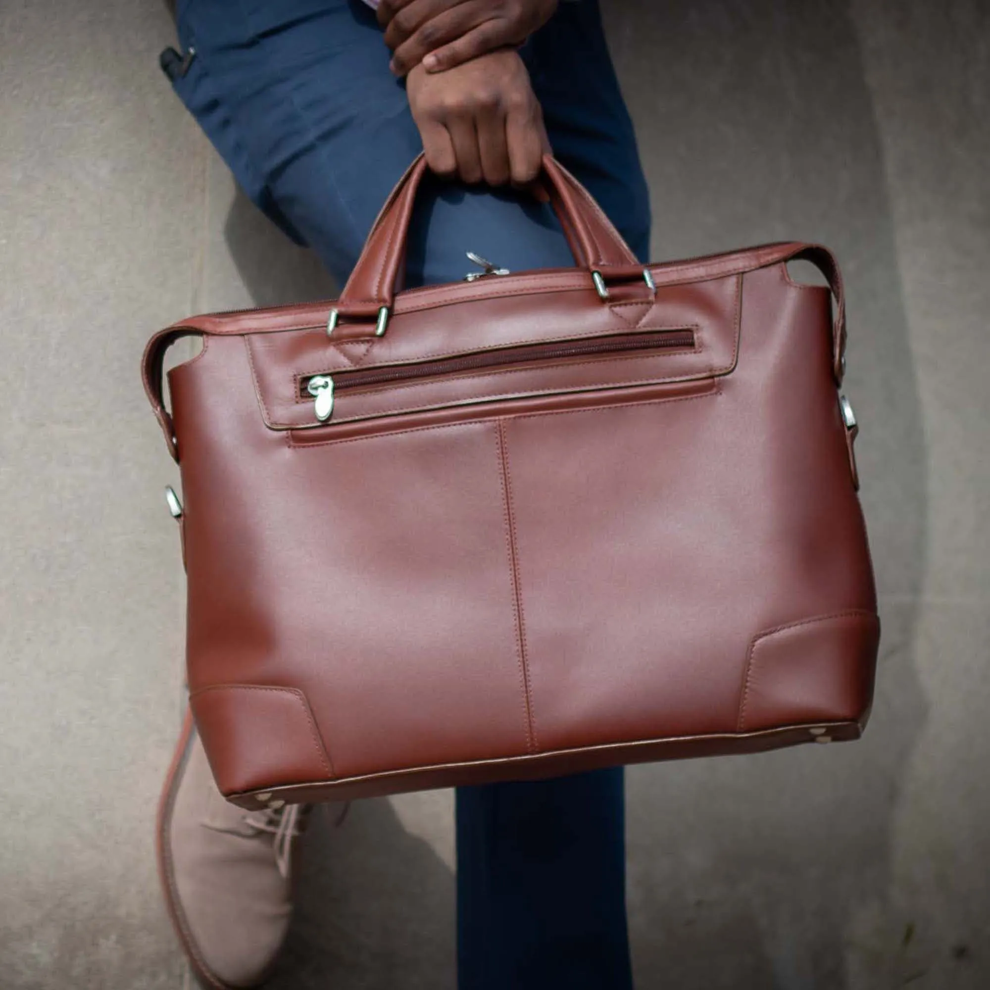 McKlein USA Arcadia 17" Leather Slim Laptop Briefcase