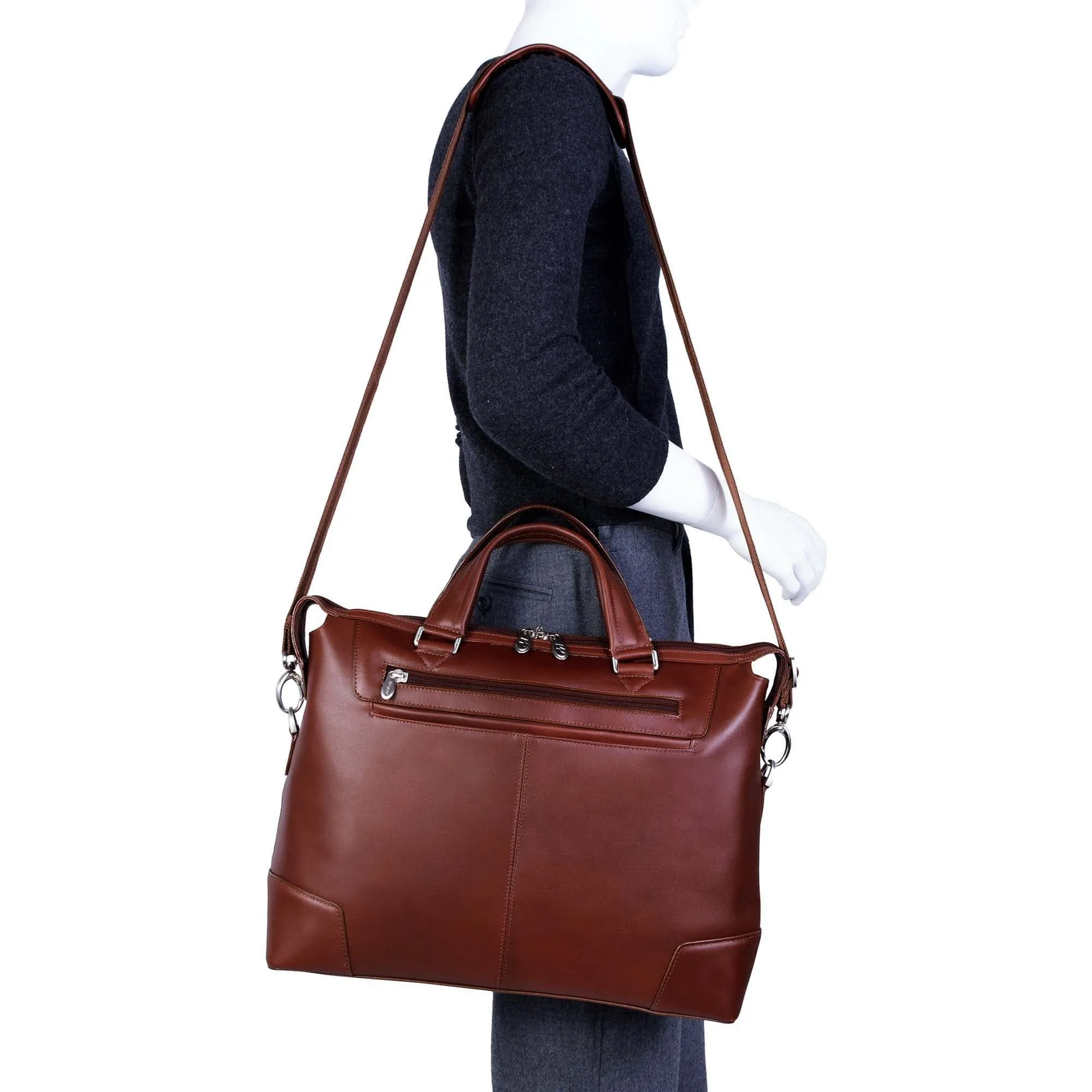 McKlein USA Arcadia 17" Leather Slim Laptop Briefcase