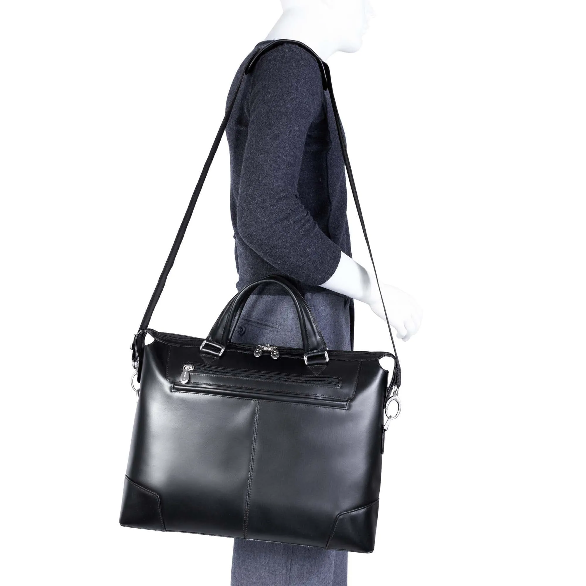 McKlein USA Arcadia 17" Leather Slim Laptop Briefcase