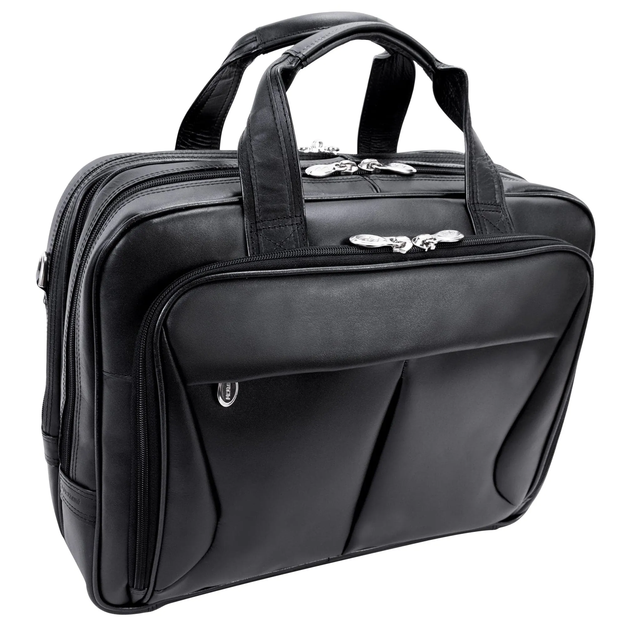 McKlein USA Pearson 17" Leather Expandable Double Compartment Laptop Briefcase