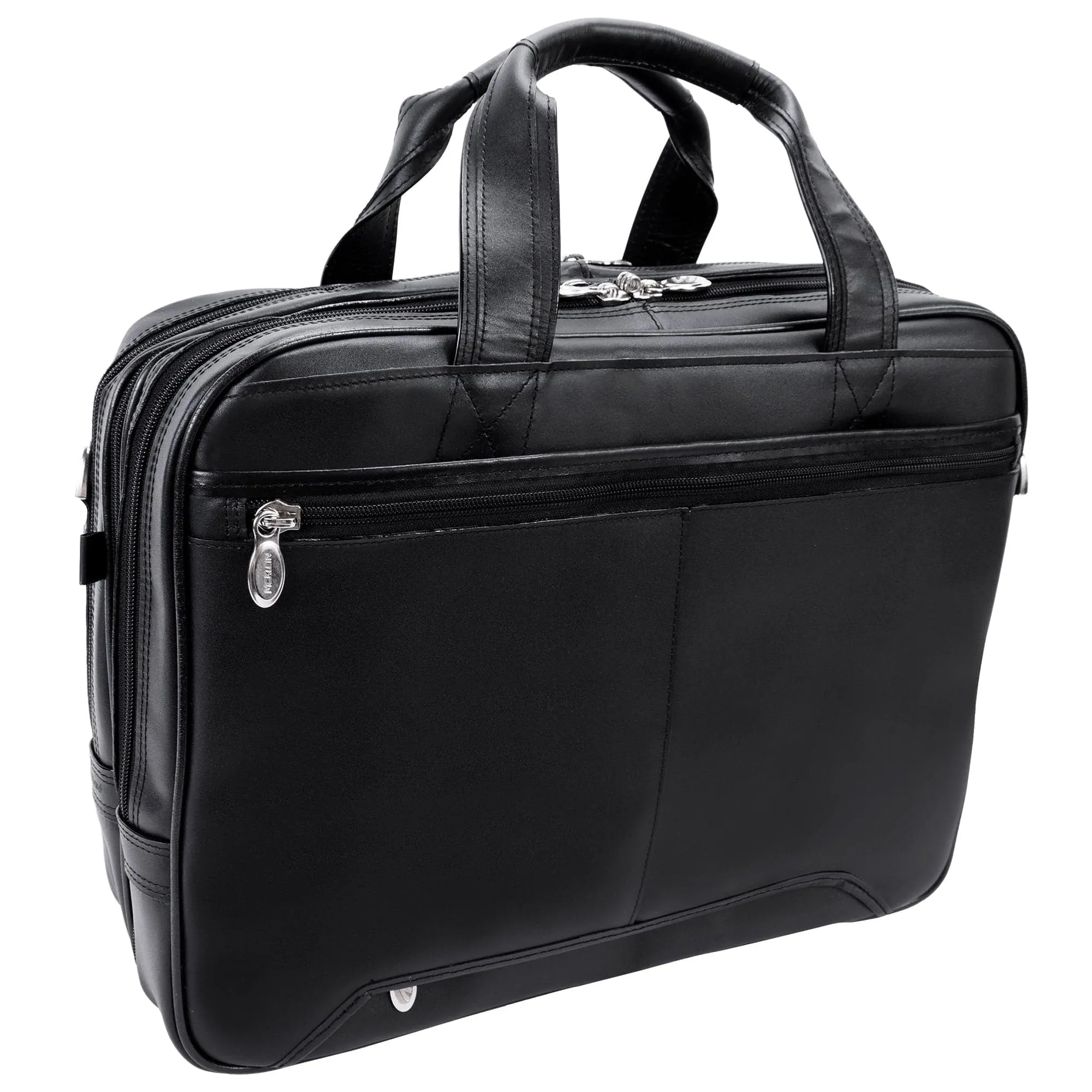 McKlein USA Pearson 17" Leather Expandable Double Compartment Laptop Briefcase