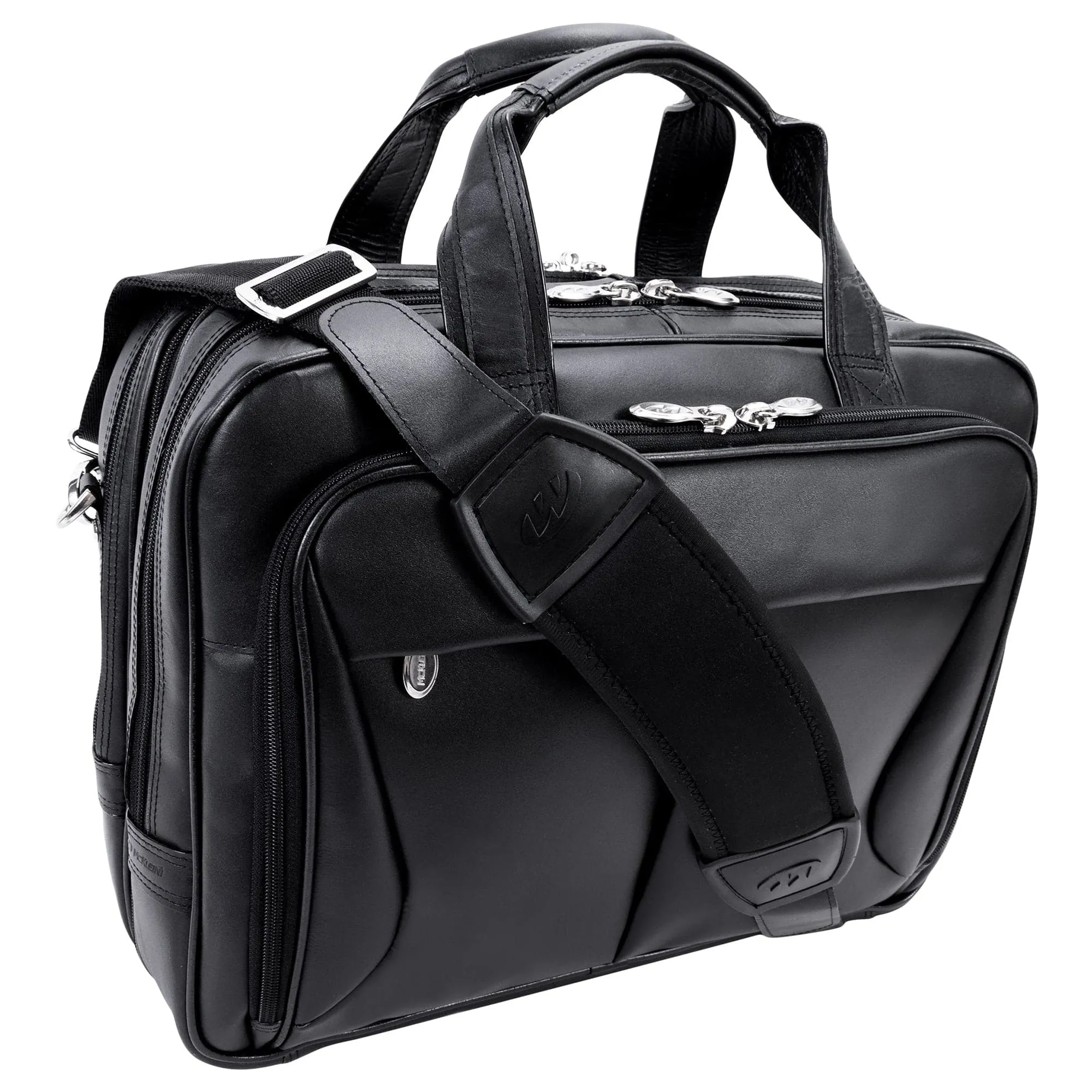 McKlein USA Pearson 17" Leather Expandable Double Compartment Laptop Briefcase