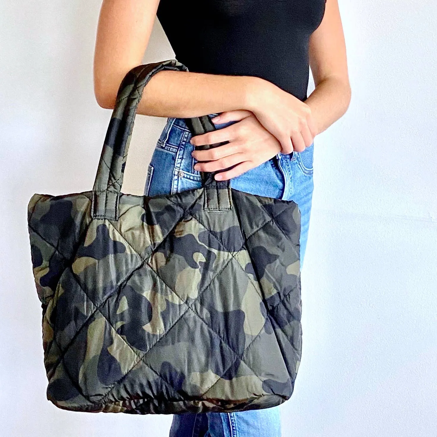 Medium Camo Quilted Tote
