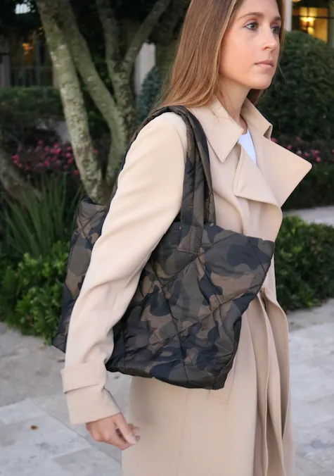 Medium Camo Quilted Tote