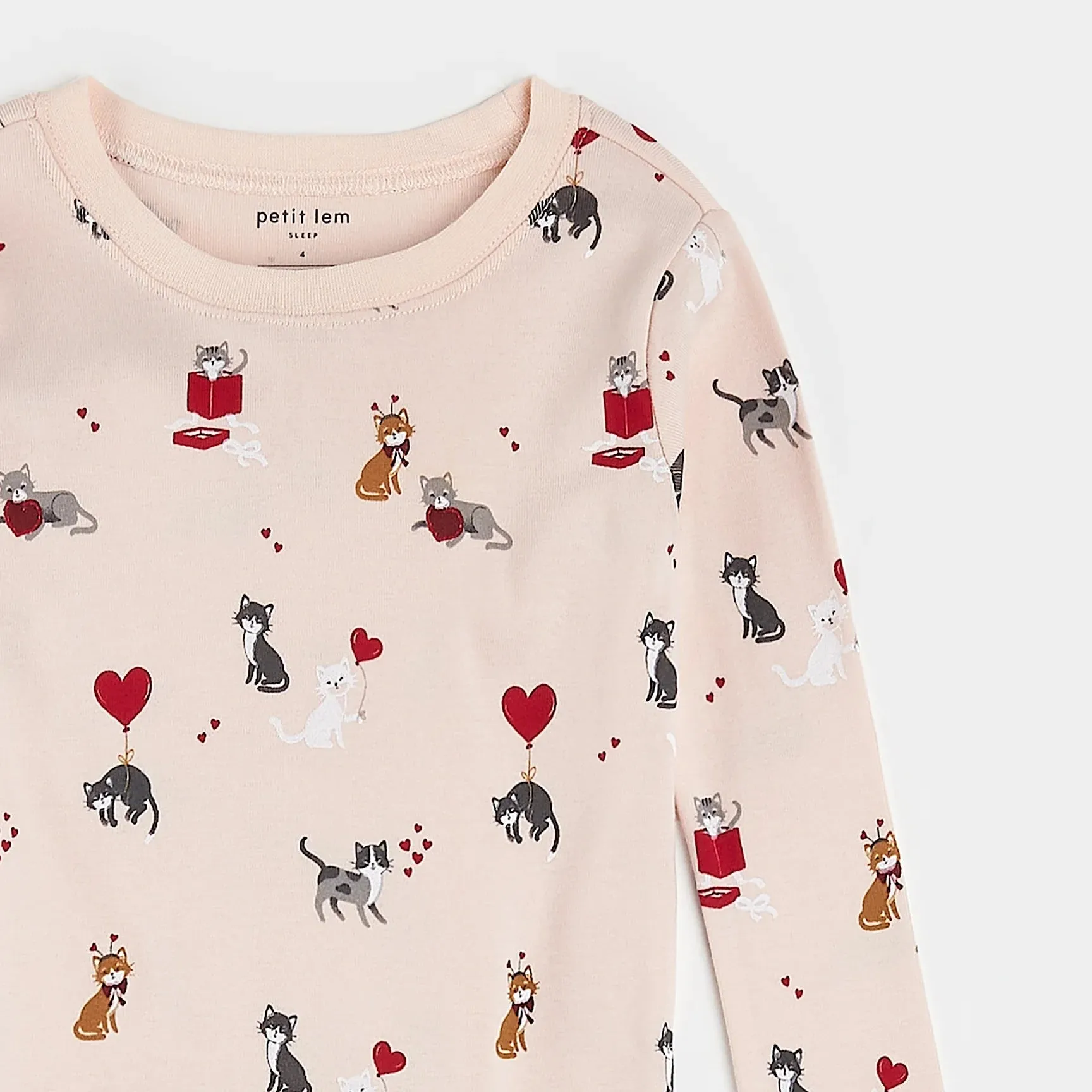 Meowentine Print on Silver Peony PJ Set