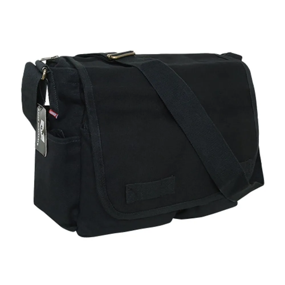 Messenger Bag Black Canvas Tactical Military Heavyweight Field Shoulder Laptop