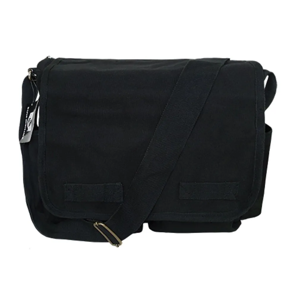 Messenger Bag Black Canvas Tactical Military Heavyweight Field Shoulder Laptop