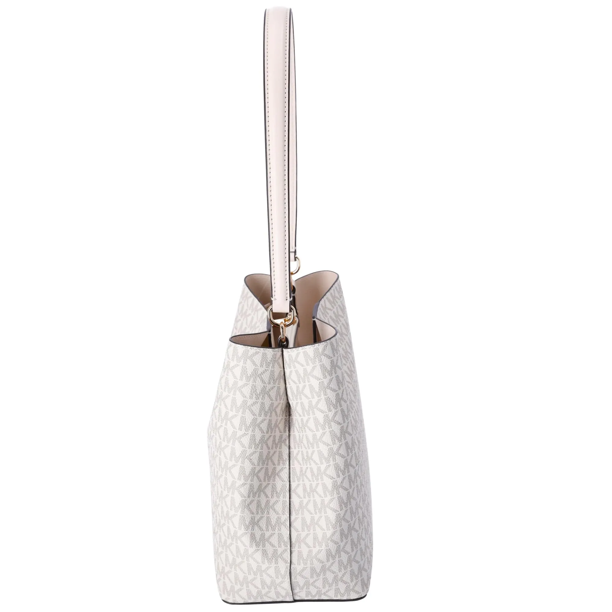 Michael Kors Pratt Medium  Shoulder Bucket Bag Signature Logo Light Cream MK