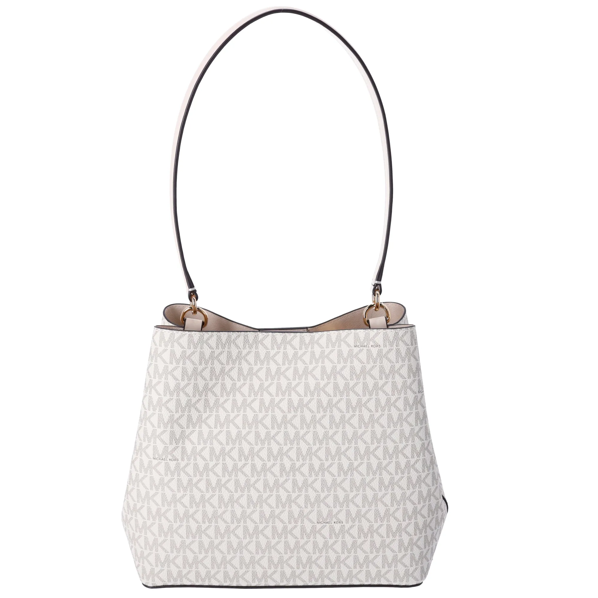 Michael Kors Pratt Medium  Shoulder Bucket Bag Signature Logo Light Cream MK
