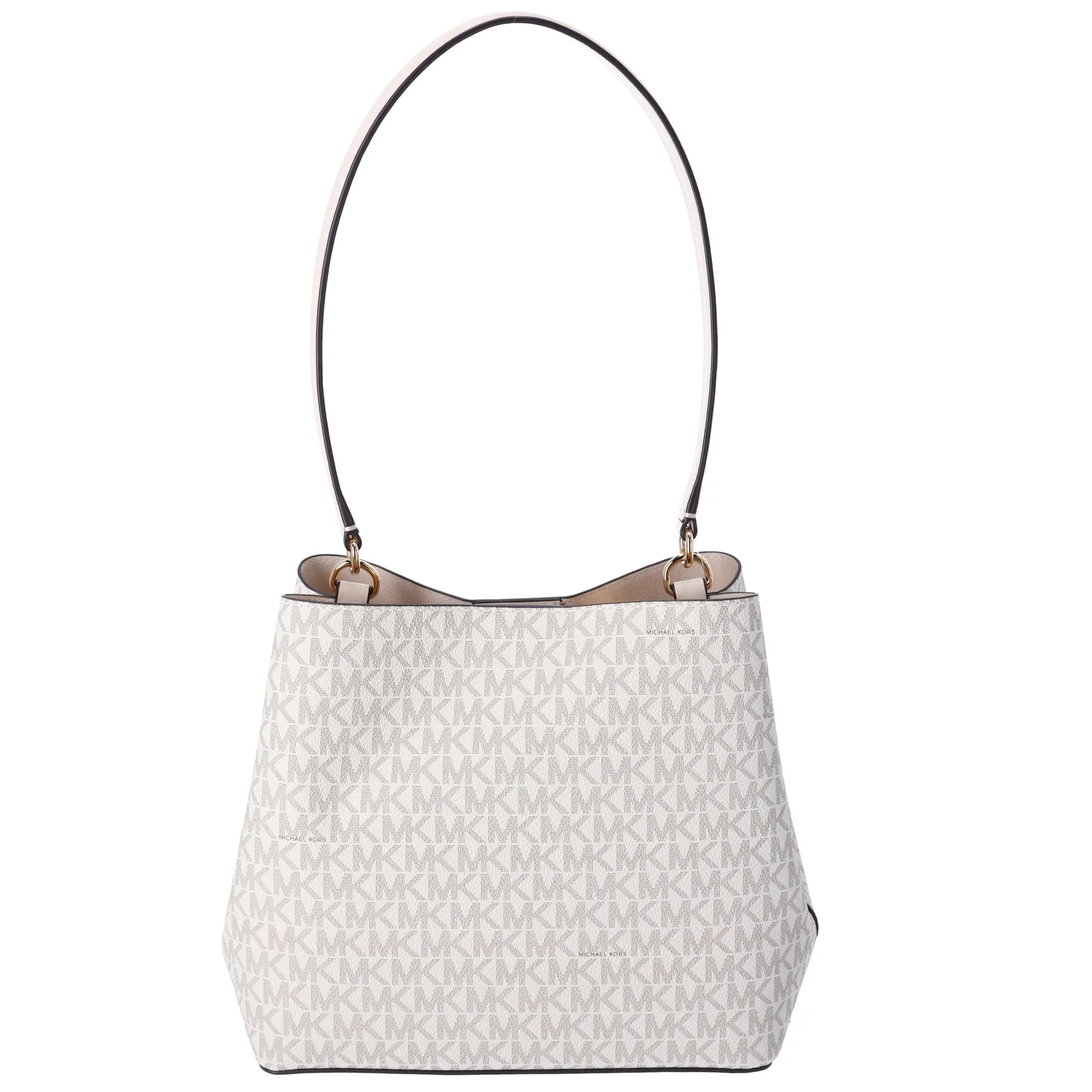 Michael Kors Pratt Medium  Shoulder Bucket Bag Signature Logo Light Cream MK