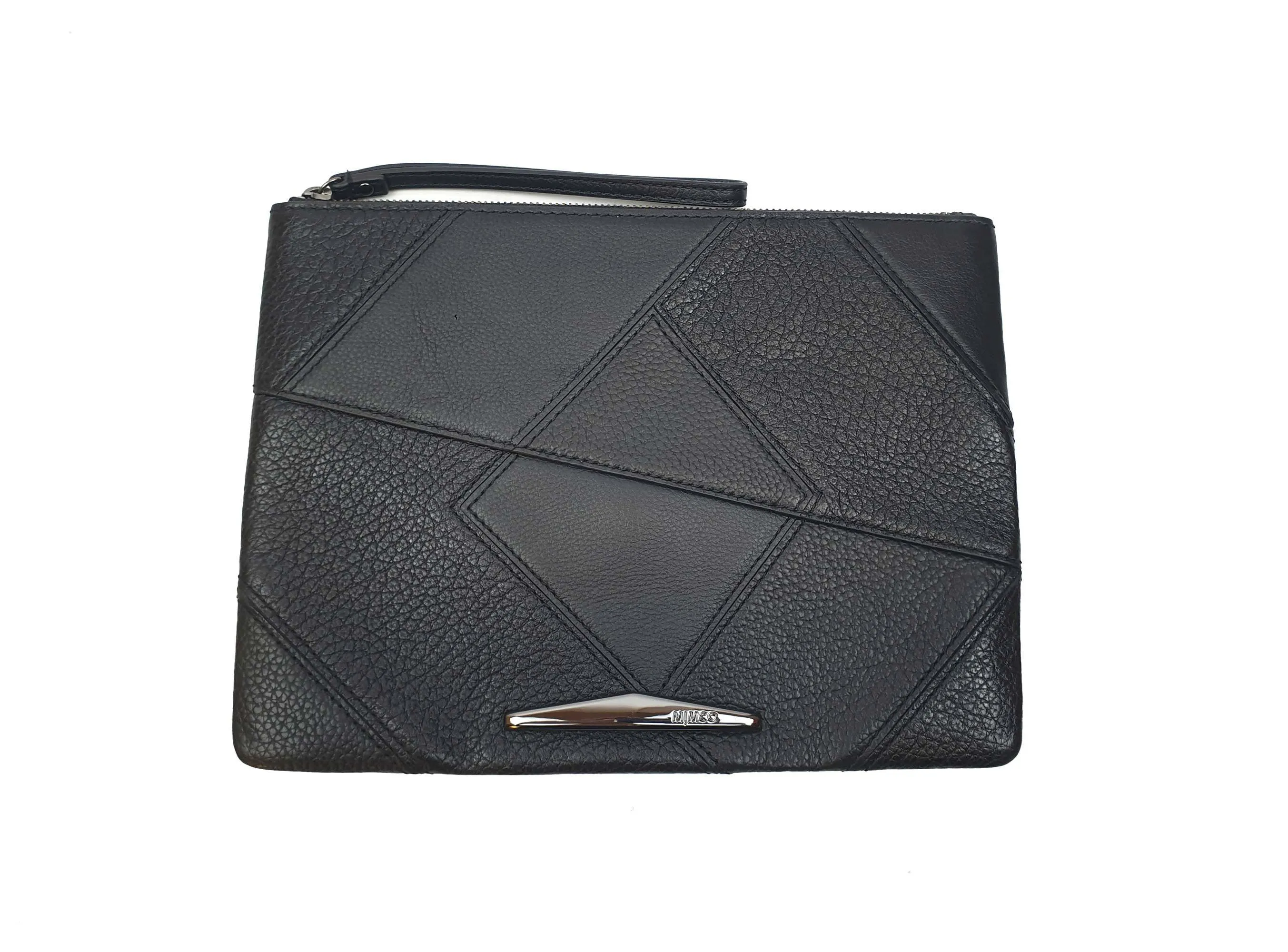 Mimco black textured leather clutch/small laptop sleeve