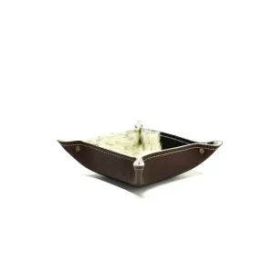 Mini Tray - Pebbled Chocolate Leather w/ Black & White